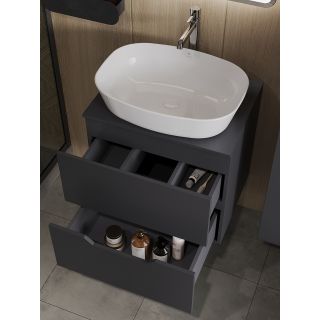 Тумба с раковиной Orange Лайн Li-60TugMDF+B08-500W 60 см графит матовый
