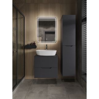 Тумба с раковиной Orange Лайн Li-60TugMDF+B08-500W 60 см графит матовый
