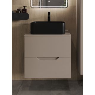Тумба с раковиной Orange Лайн Li-60TuLMDF+B02-460MB 60 см латте матовый/чёрный матовый