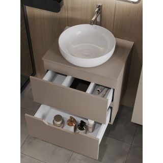 Тумба с раковиной Orange Лайн Li-60TuLMDF+B07-420W 60 см латте матовый