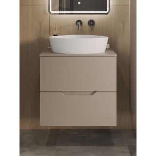 Тумба с раковиной Orange Лайн Li-60TuLMDF+B07-500W 60 см латте матовый