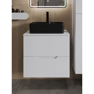 Тумба с раковиной Orange Лайн Li-60TuwMDF+B01-475MB 60 см белый матовый/чёрный матовый