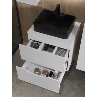 Тумба с раковиной Orange Лайн Li-60TuwMDF+B01-475MB 60 см белый матовый/чёрный матовый
