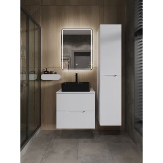Тумба с раковиной Orange Лайн Li-60TuwMDF+B01-475MB 60 см белый матовый/чёрный матовый