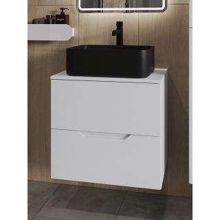Тумба с раковиной Orange Лайн Li-60TuwMDF+B02-460MB 60 см белый матовый/чёрный матовый