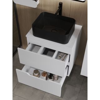 Тумба с раковиной Orange Лайн Li-60TuwMDF+B02-460MB 60 см белый матовый/чёрный матовый