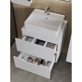 Тумба с раковиной Orange Лайн Li-60TuwMDF+B04-500W 60 см белый матовый
