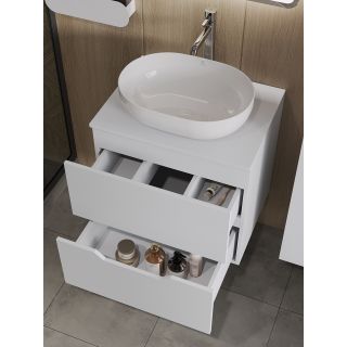 Тумба с раковиной Orange Лайн Li-60TuwMDF+B05-480W 60 см белый матовый