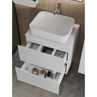 Тумба с раковиной Orange Лайн Li-60TuwMDF+B05-500W 60 см белый матовый
