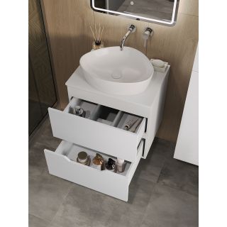 Тумба с раковиной Orange Лайн Li-60TuwMDF+B07-500W 60 см белый матовый
