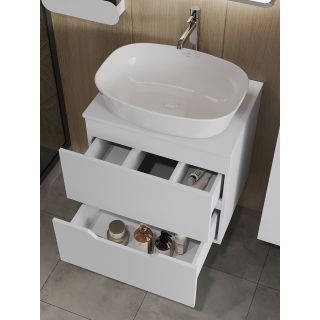 Тумба с раковиной Orange Лайн Li-60TuwMDF+B08-500W 60 см белый матовый