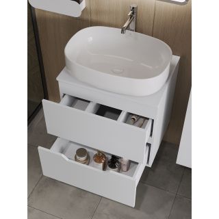 Тумба с раковиной Orange Лайн Li-60TuwMDF+B08-600W 60 см белый матовый