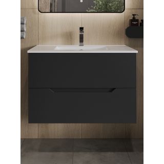 Тумба с раковиной Orange Лайн Li-70Tub+Ra 70 см чёрный матовый