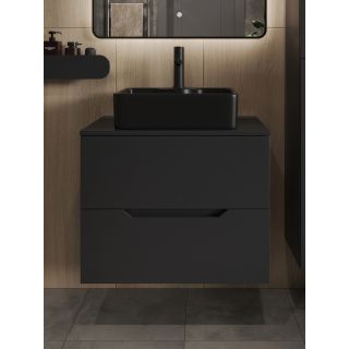 Тумба с раковиной Orange Лайн Li-70TubMDF+B01-475MB 70 см чёрный матовый