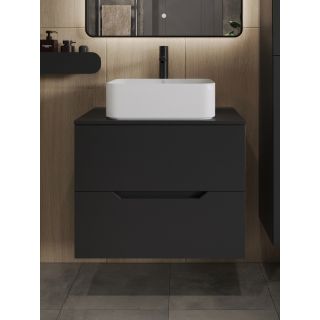 Тумба с раковиной Orange Лайн Li-70TubMDF+B02-460W 70 см чёрный матовый