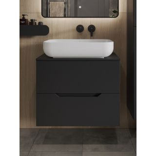 Тумба с раковиной Orange Лайн Li-70TubMDF+B03-600W 70 см чёрный матовый