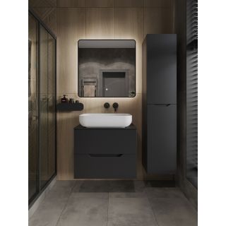 Тумба с раковиной Orange Лайн Li-70TubMDF+B03-600W 70 см чёрный матовый