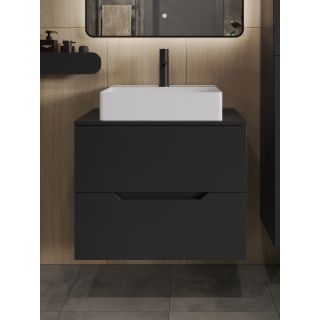 Тумба с раковиной Orange Лайн Li-70TubMDF+B04-500W 70 см чёрный матовый