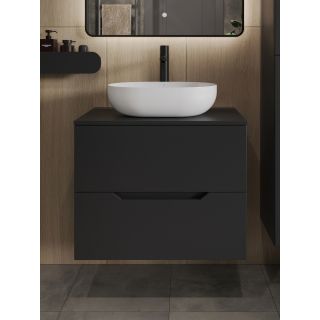 Тумба с раковиной Orange Лайн Li-70TubMDF+B05-480W 70 см чёрный матовый