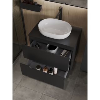Тумба с раковиной Orange Лайн Li-70TubMDF+B05-480W 70 см чёрный матовый