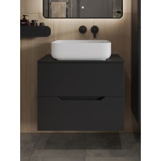 Тумба с раковиной Orange Лайн Li-70TubMDF+B05-500W 70 см чёрный матовый