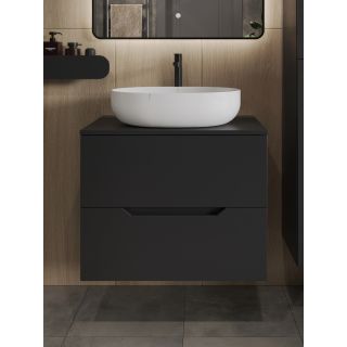 Тумба с раковиной Orange Лайн Li-70TubMDF+B05-520W 70 см чёрный матовый