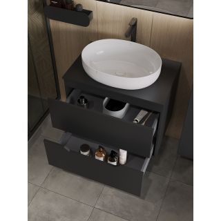 Тумба с раковиной Orange Лайн Li-70TubMDF+B05-520W 70 см чёрный матовый