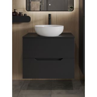 Тумба с раковиной Orange Лайн Li-70TubMDF+B07-420W 70 см чёрный матовый