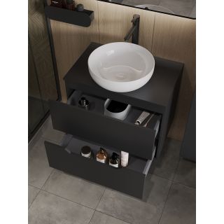 Тумба с раковиной Orange Лайн Li-70TubMDF+B07-420W 70 см чёрный матовый