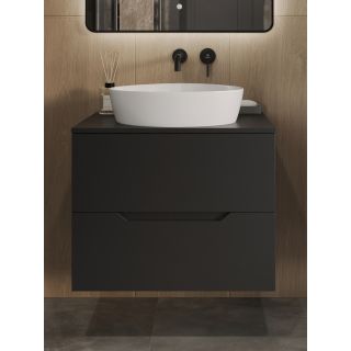 Тумба с раковиной Orange Лайн Li-70TubMDF+B07-500W 70 см чёрный матовый
