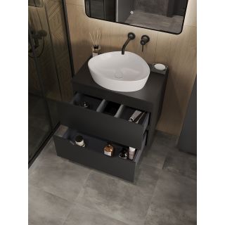 Тумба с раковиной Orange Лайн Li-70TubMDF+B07-500W 70 см чёрный матовый