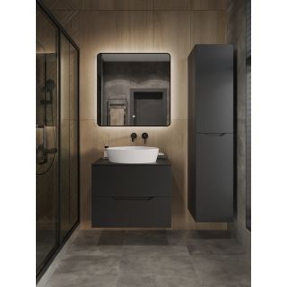 Тумба с раковиной Orange Лайн Li-70TubMDF+B07-500W 70 см чёрный матовый