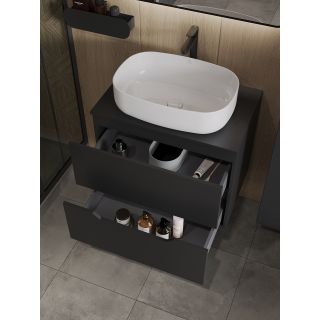 Тумба с раковиной Orange Лайн Li-70TubMDF+B07-540W 70 см чёрный матовый