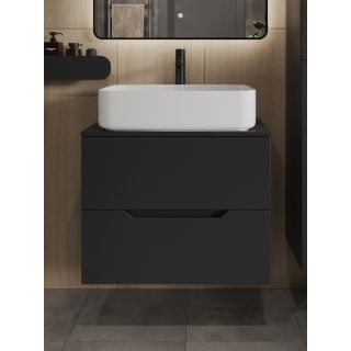 Тумба с раковиной Orange Лайн Li-70TubMDF+B07-600W 70 см чёрный матовый