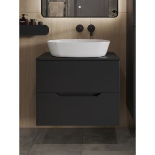 Тумба с раковиной Orange Лайн Li-70TubMDF+B08-500W 70 см чёрный матовый