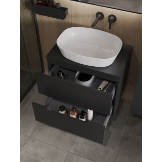 Тумба с раковиной Orange Лайн Li-70TubMDF+B08-500W 70 см чёрный матовый