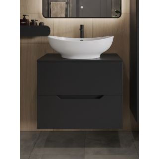 Тумба с раковиной Orange Лайн Li-70TubMDF+B08-585W 70 см чёрный матовый