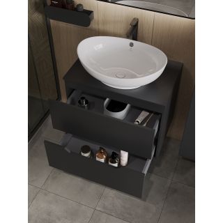 Тумба с раковиной Orange Лайн Li-70TubMDF+B08-585W 70 см чёрный матовый