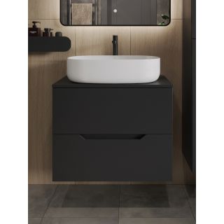 Тумба с раковиной Orange Лайн Li-70TubMDF+B08-600W 70 см чёрный матовый