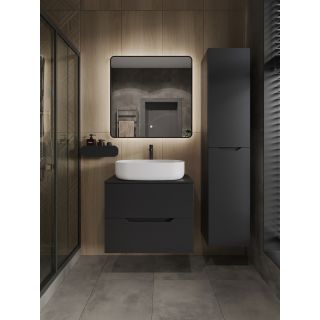 Тумба с раковиной Orange Лайн Li-70TubMDF+B08-600W 70 см чёрный матовый