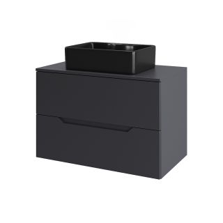 Тумба с раковиной Orange Лайн Li-70TugMDF+B01-475MB 70 см графит матовый/чёрный матовый