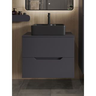Тумба с раковиной Orange Лайн Li-70TugMDF+B01-475MB 70 см графит матовый/чёрный матовый