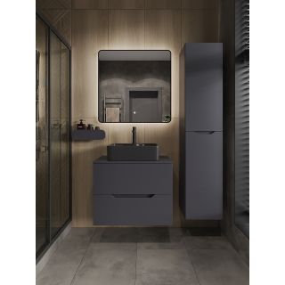 Тумба с раковиной Orange Лайн Li-70TugMDF+B01-475MB 70 см графит матовый/чёрный матовый