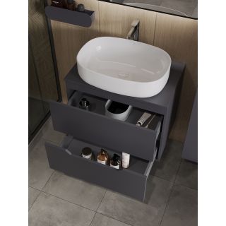 Тумба с раковиной Orange Лайн Li-70TugMDF+B04-600W 70 см графит матовый