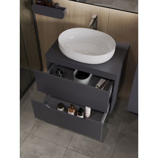 Тумба с раковиной Orange Лайн Li-70TugMDF+B05-520W 70 см графит матовый