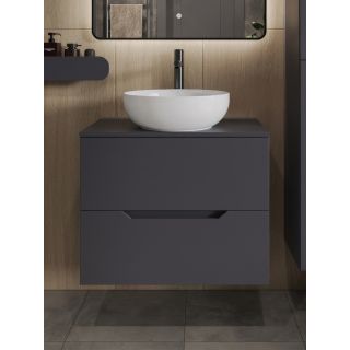 Тумба с раковиной Orange Лайн Li-70TugMDF+B07-420W 70 см графит матовый