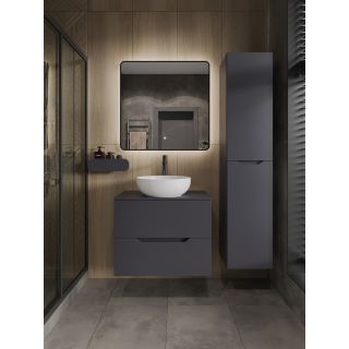 Тумба с раковиной Orange Лайн Li-70TugMDF+B07-420W 70 см графит матовый