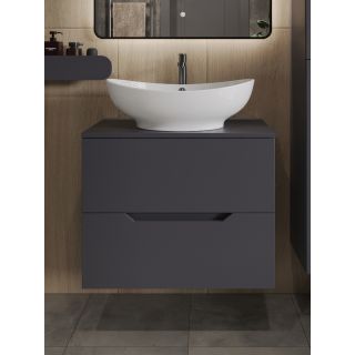 Тумба с раковиной Orange Лайн Li-70TugMDF+B08-585W 70 см графит матовый