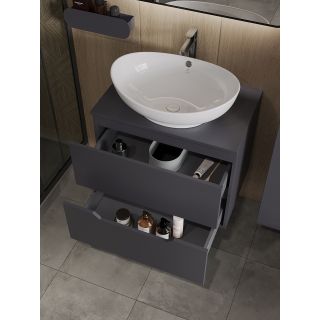 Тумба с раковиной Orange Лайн Li-70TugMDF+B08-585W 70 см графит матовый