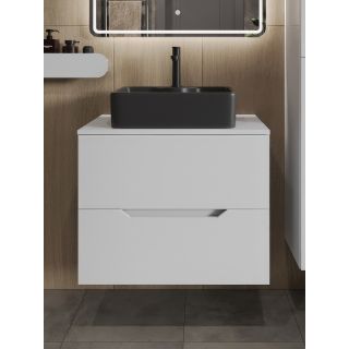 Тумба с раковиной Orange Лайн Li-70TuwMDF+B01-475MB 70 см белый матовый/чёрный матовый